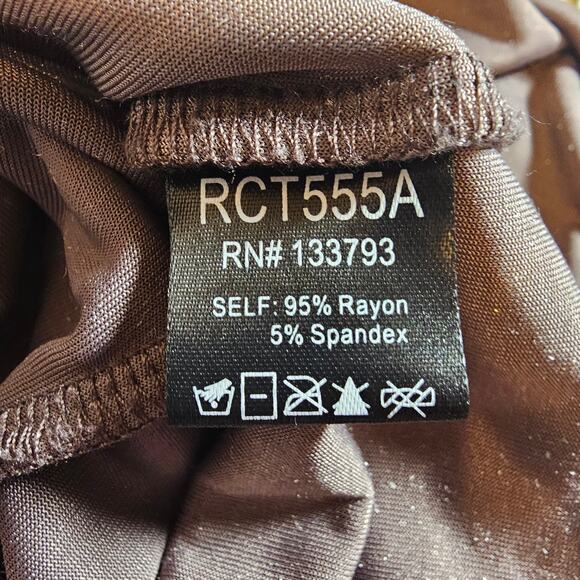 POL Womans size S Crushed Velvet High Low Hem 3/4 Length Sleeve Top Blouse Brown - Picture 6 of 7